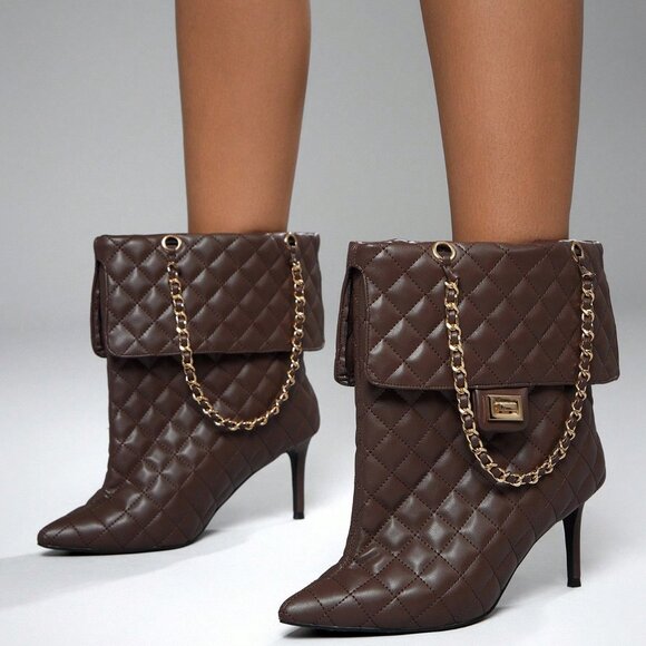 Brown Elegant Glamorous Women's Designer Inspired Stiletto Heel Booties - Picture 1 of 7
